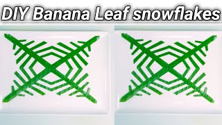 HOW TO CUT BANANA LEAF SNOWFLAKES ❄️❄️  Diy craft Bananaleafcraft [upl. by Ymma52]