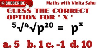 EVALUATE X  If ⁵√⁴√ P²⁰  px simplifications of exponents equations Maths tricksMaths Olympiad [upl. by Xonk723]