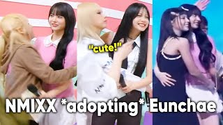 Eunchae being adopted by NMIXX clingy moments on stage [upl. by Ikkim]