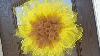 Easy DecoGeo Mesh Sunflower Wreath Tutorial [upl. by Wyck]