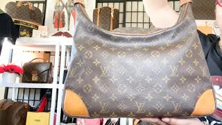 VINTAGE LOUIS VUITTON BOULOGNE 35 WIMB WHAT FITS  PACKING MY VINTAGE LOUIS VUITTON BOULOGNE 35 BAG [upl. by Perle724]