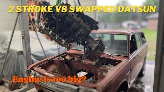 2 stroke V8 doesnt fit in the Datsun [upl. by Tice374]