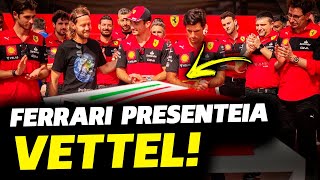 VETTEL É HOMENAGEADO PELA FERRARI E GANHA PRESENTÃO FÓRMULA 1  GP EM CASA [upl. by Teirrah]