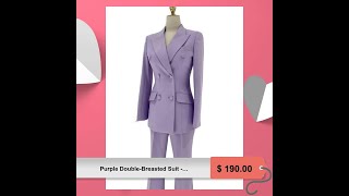 Purple DoubleBreasted Suit  Women Flared Pantsuit [upl. by Auhsoj]