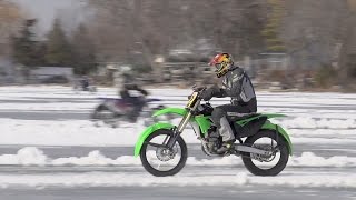 Ice Ninja Kawasaki KX250F Ice Racing  ON TWO WHEELS [upl. by Eillime375]