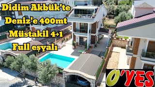 Didim Akbükte yabancıdan Denize 400mt müstakil villa bahçeli otoparklı havuzlu lüks full eşyalı [upl. by Kenwood]