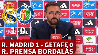 REAL MADRID 1 vs GETAFE 0  BORDALÁS rueda prensa  DIARIO AS [upl. by Yousuf]