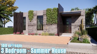 HERMOSA CASA DE VERANO 100 M²  1 piso  3 recamaras 3d architecture planosdecasas summerhome [upl. by Annairol973]