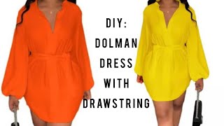 How To Sew A Dolman Short Dress With Drawstring Waistline drawstring diy [upl. by Tem]