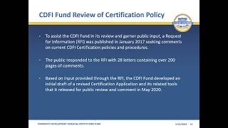 CDFI Certification Application Overview [upl. by Linnet]