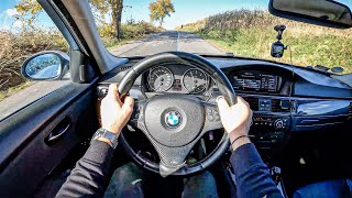 2007 BMW 325i E90 25L 218HP R6  POV Test Drive 948 Joe Black [upl. by Gniliem978]