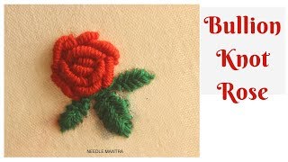 Bullion Knot Rose Stitch Hand Embroidery [upl. by Burgener]