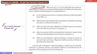 Repeal of a Statute as per the General Clauses Act External Aids to Interpretation of Statutes LLB [upl. by Motteo]