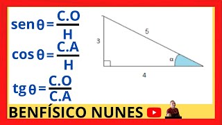 COMO CALCULAR O SENO O COSSENO E A TANGENTE DE UM ÂNGULO ALFA EM UM TRIÂNGULO RETÂNGULO [upl. by Lorn]