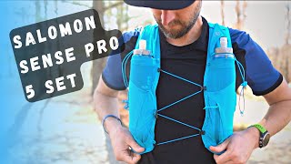 Salomon Sense Pro 5 Set Review  best running vests for trail marathon [upl. by Gurolinick800]