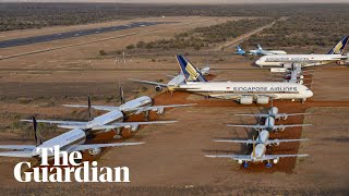 Mothballed planes sit in the Australian desert [upl. by Lrae]