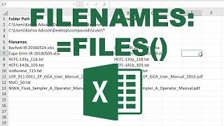 List of filenames from folder into Excel [upl. by Gianna]