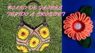 Bolso N° 1 tejido a crochet o ganchillo con 8 cuadrados de Flores paso a paso en video tutorial [upl. by Airal]