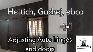 Adjusting Auto Hinges  Cup hinges doors  Interior works  cupboard work  Wood work  Hardware [upl. by Almeria798]