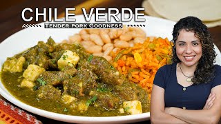 Tender pork in CHILE VERDE STEW  Puerco en salsa verde  Villa Cocina [upl. by Shelton]