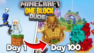 We Survived 100 Days on DUO ONE BLOCK in Minecraft [upl. by Caasi31]