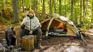 Camping In Fall Season With Canvas Hiking Tent [upl. by Potter]