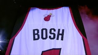 Chris Bosh Gets Miami Heat Jersey Retired And Hung In The Rafters [upl. by Yretsym364]