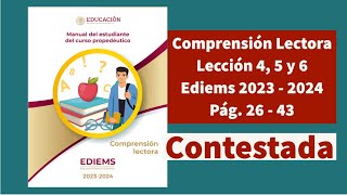 Ediems Curso Propedeutico  Comprensión Lectora pag 26  43 Lección 4 5 y 6 [upl. by Brunhilda]