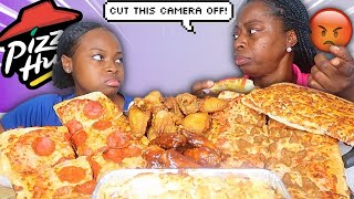 DISRESPECTFUL MUKPRANK ON MY MOM FT PIZZA HUT MUKBANG SHE HIT ME [upl. by Eyks]