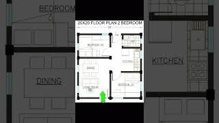 FLOOR PLAN 20X20 2BEDROOMSimple House Design architecture home shorts [upl. by Carrol]