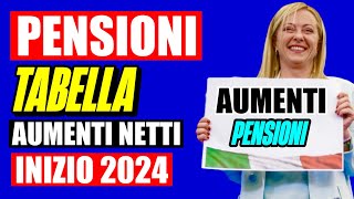 🔴 PENSIONI TABELLA AUMENTI NETTI INIZIO 2024 ECCO LE CIFRE CON GLI AUMENTI MENSILI💰 📄 [upl. by Adnal]