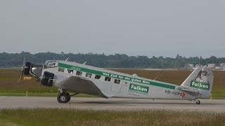 FullHD RARE Junkers Ju52 landing amp takeoff at GenevaGVALSGG [upl. by Enimajneb]