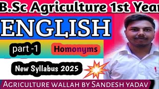 BSC AGRICULTURE ENGLISH ll Topic Homonyms ll bsc agriculture first year English ll ccsuniversity [upl. by Ongun105]