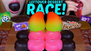 ASMR LEFTOVER DESSERT RACE VIRAL MANGO ICE CREAM MILKA CHOCOLATE CAKE BARS BERRY MOCHI KINDER 먹방 [upl. by Iorio653]