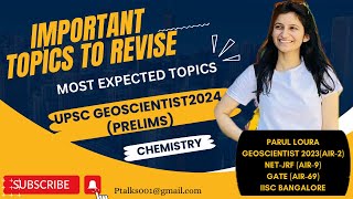 Geoscientist2024PrelimsMost expected topicsChemistryUPSCGeochemistImportant topics [upl. by Ase]