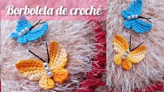 Borboleta de crochê para aplicação 🦋 lucimarbaucrocheteria [upl. by Ettennaj37]