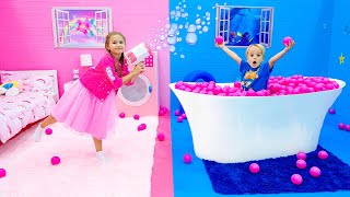 Chris and Pink vs Blue Challenge for kids [upl. by Balfore]