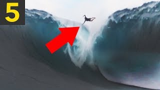 Top 5 INSANE SURFING WIPEOUTS [upl. by Nanis]