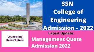 SSN Admission 2022  Management Quota  Counselling details  shorts [upl. by Alyag901]