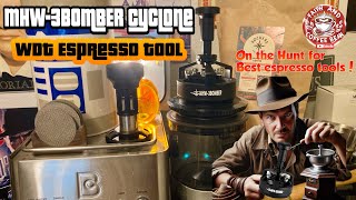 Espresso Geek Review MHW3BOMBER WDT Cyclone Tool Adjustable Depth Coffee 58mm Needle Distributor [upl. by Mcnelly595]