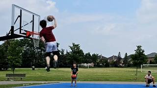 Kids get IMPRESSED by 8 foot rim SLAM DUNKS 🏀😂🤣 [upl. by Necyla]