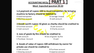 Part 1Accountancy MCQ Most expected MCQ for JKSSB ACCOUNT ASSISTANT 2000 POSTS [upl. by Bald]