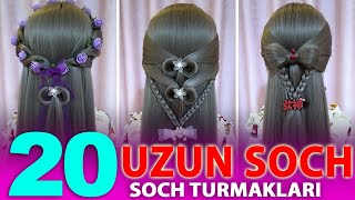 Uzun sochlar uchun 20 ajoyib soch turmaklari  Узун сочлар учун 20 ажойиб соч турмаклари  2020 [upl. by Kaleena]