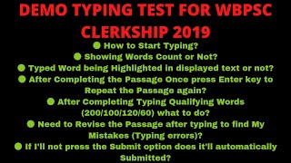 DEMOMOCK TYPING TEST FOR WBPSC CLERKSHIP 2019 COMPUTER TYPING TEST AND RELATED QUARRIES [upl. by Asor]