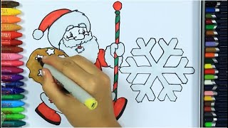 Come disegnare e colorare Babbo Natale e albero di Natale  Impara i colori  Impara gli animali [upl. by Asela]