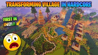 TRANSFORMING A VILLAGE IN HARDCORE MINECRAFT 2 [upl. by Center]