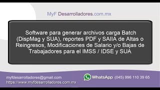 MovAfil Trabajadores para generar archivos SUA DispMag cargas batch al SUA IDSE o IMSS [upl. by Darla]