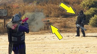 TENUE DE CUIRASSÉ vs MINIGUN ET LANCE ROQUETTE DLC GUNRUNNING  GTA 5 ONLINE [upl. by Rotceh]