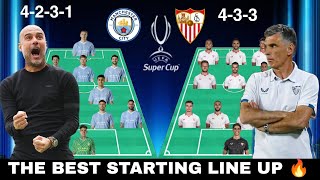 Potential Starting Line Up Manchester City vs Sevilla UEFA Super Cup 2023 [upl. by Winny]