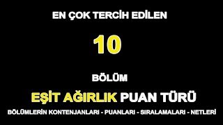 EN ÇOK TERCİH EDİLEN EŞİT AĞIRLIK BÖLÜMLERİ İLK10EŞİT AĞIRLIK PUANI [upl. by Masterson]